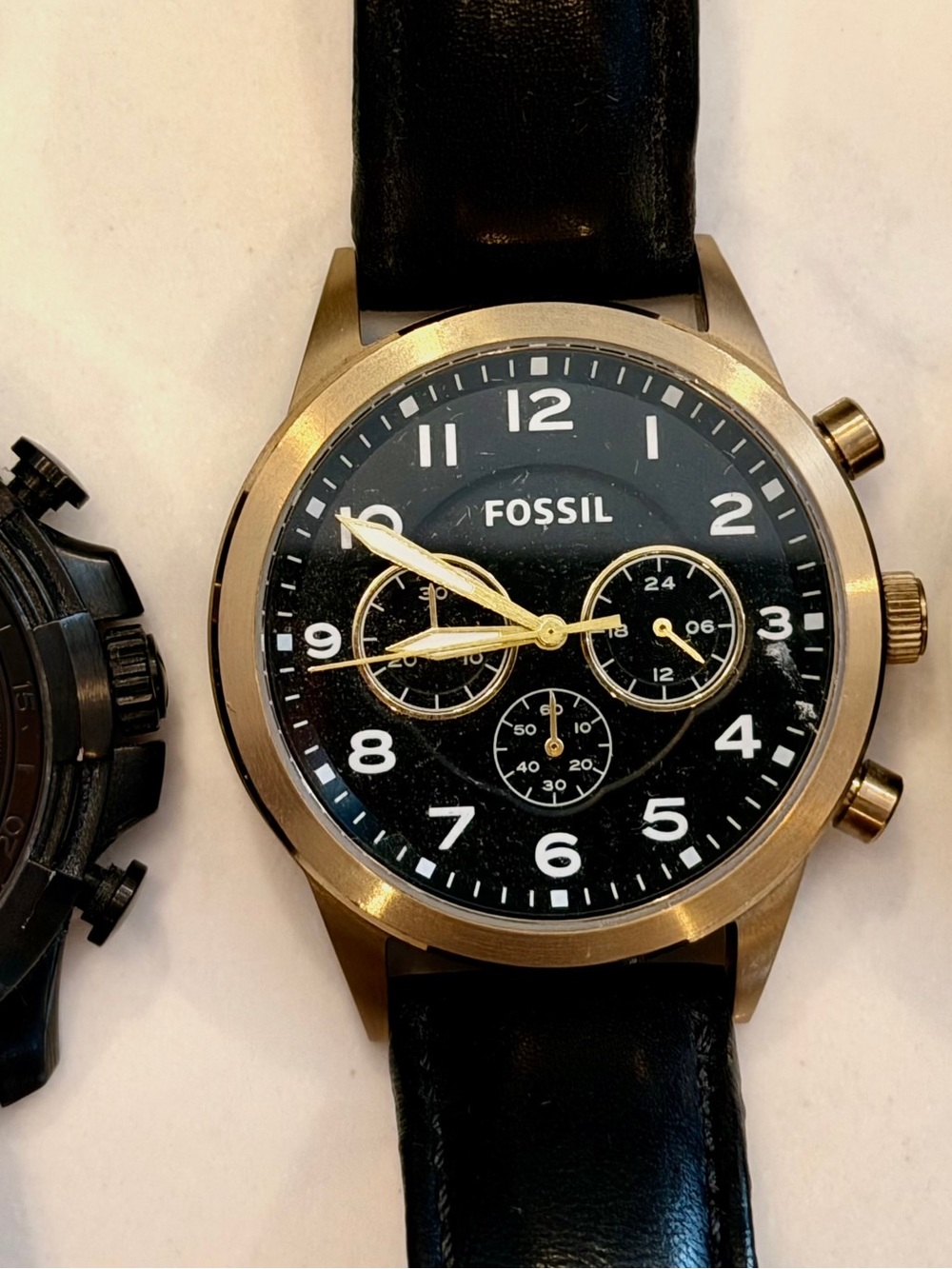 Set of 3 different men’s Fossil watches with leather Straps - Picture 7 of 7